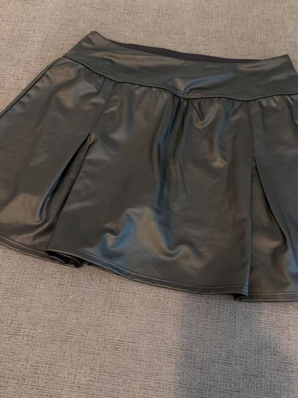 aerie Black Faux Leather Mini Skort